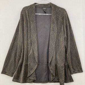Chico's Travelers size XL/3 Gray Geometric Metallic Open Front Stretch Jacket